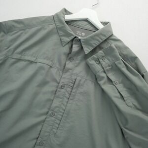 Mountain Hardwear Mens Gray Long Sleeve Hiking Shirt XL‎ Venting Zippered Nylon